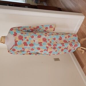 Lularoe 3X rose printed multi long sleeve dress.